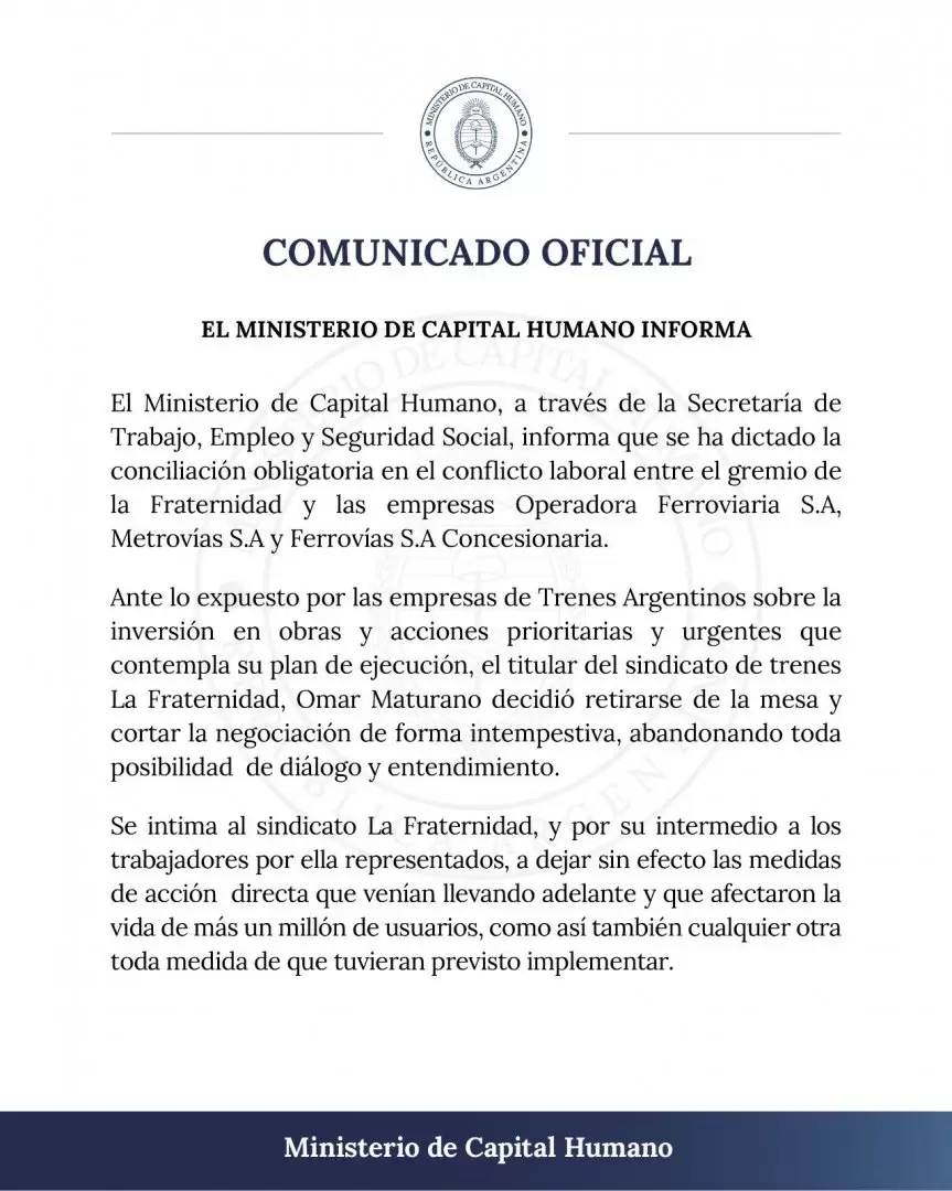 El Gobierno dict la conciliacin obligatoria