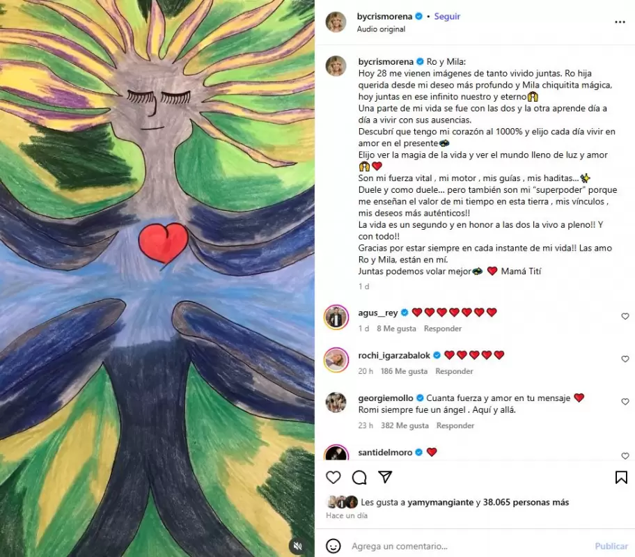 Cris Morena le dedic un sentido posteo a Romina y a Mila