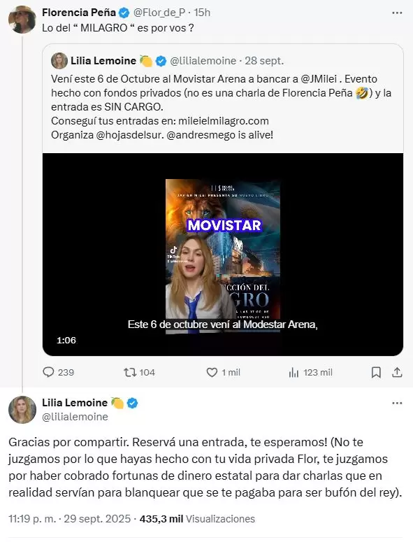 El cruce de Flor Pea y Lilia Lemoine