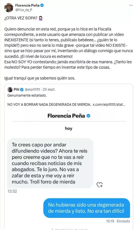 Flor Pea denunci a Pedro Lantaron
