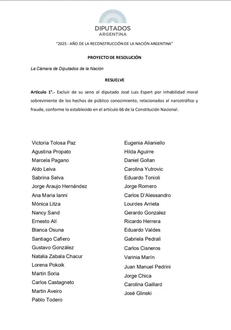 Pedido de expulsin para Jos Luis Espert