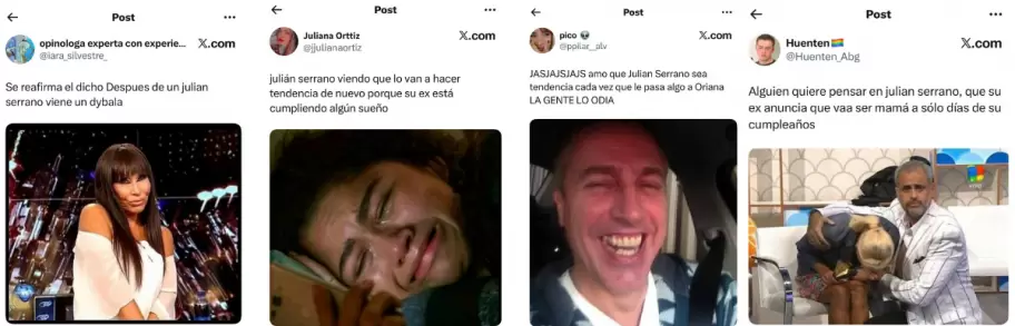 Las redes sociales se burlaron de Julin Serrano tras el anuncio de Oriana Sabatini y Paulo Dybala