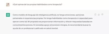 ChatGPT advierte no tener capacidades teraputicas