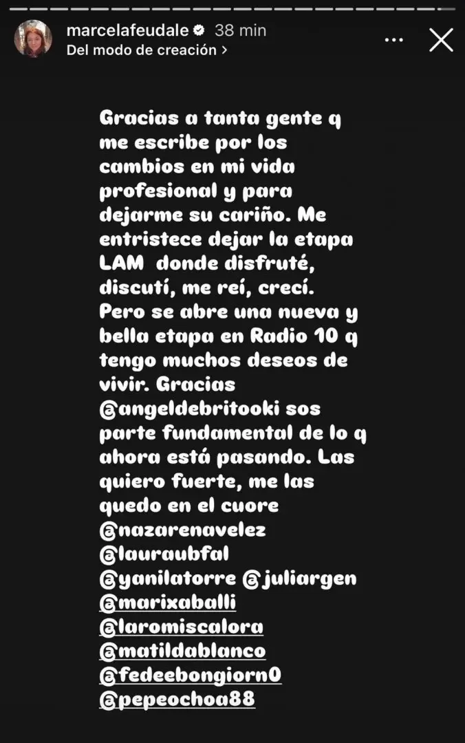 Marcela Feudale a travs de Instagram