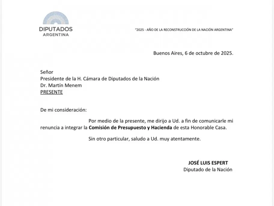 La renuncia de Espert