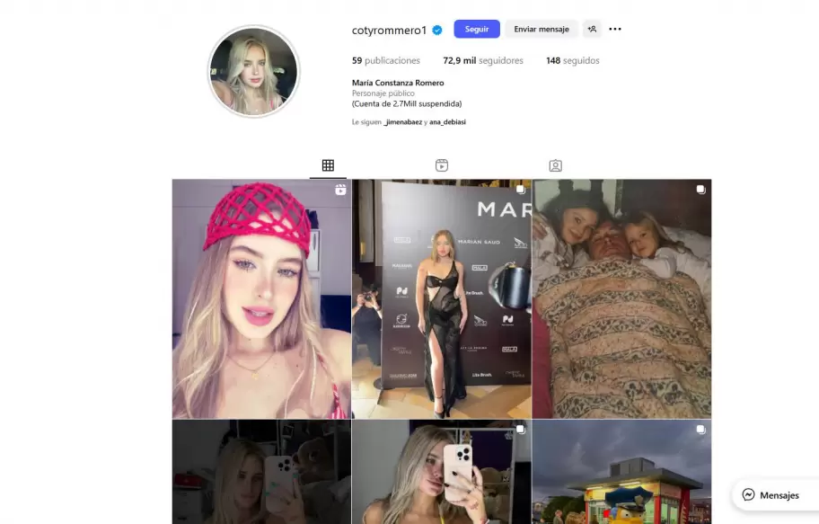 Su nueva cuenta de Instagram