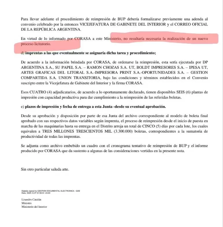 La reimpresión de boletas costaría $12 mil millones