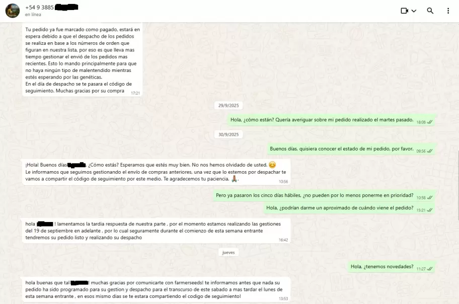 La empresa Farmer Seeds no cumple con lo acordado de acuerdo a una denuncia de un cliente estafado.