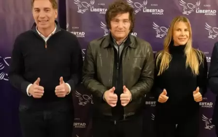 Diego Santilli, Javier Milei y Karen Reichardt