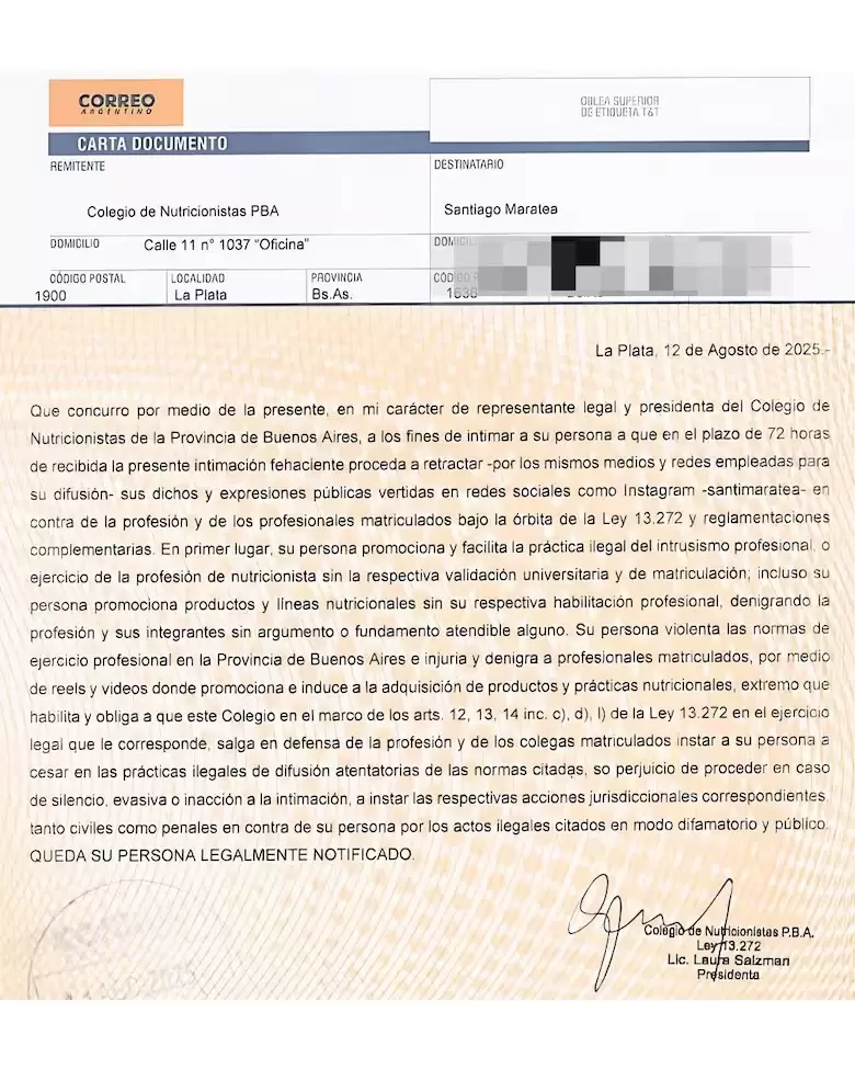 La denuncia contra Maratea