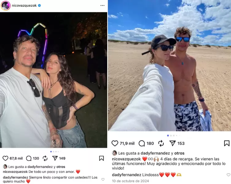 Los comentarios de Dai Fernndez en los posteos de Nico Vzquez