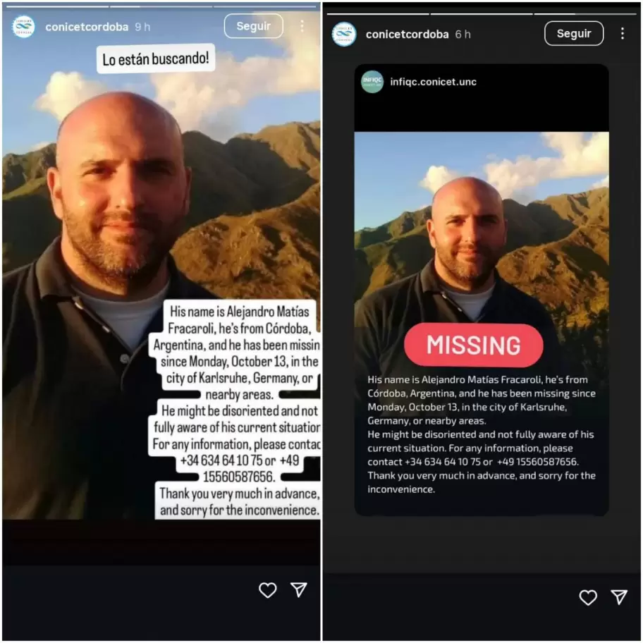 Desesperada búsqueda en Alemania de Alejandro Fracaroli, científico cordobés