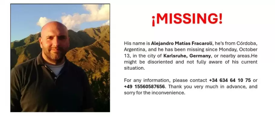 Desesperada búsqueda en Alemania de Alejandro Fracaroli, científico cordobés
