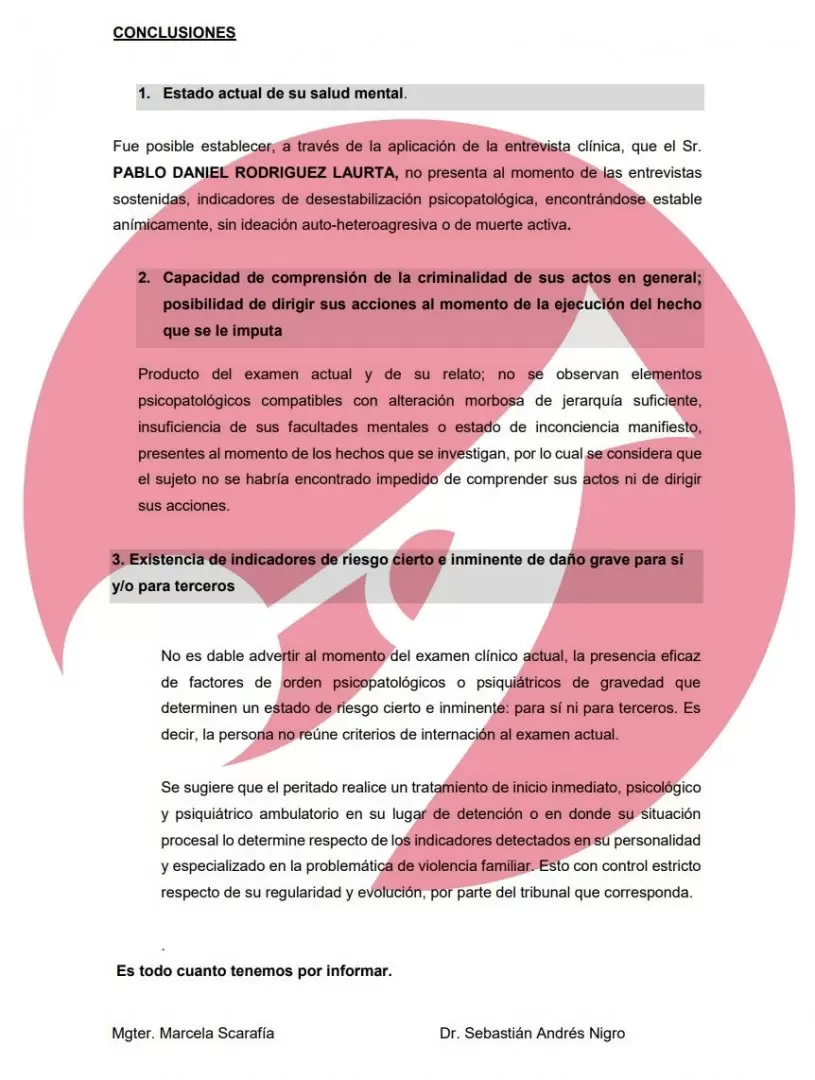 La pericia mdica a Pablo Laurta en febrero de 2024 que public Clarn.