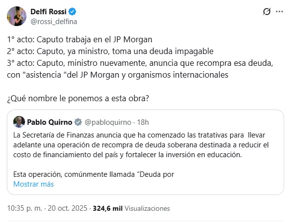 La crítica política de Delfina Rossi a Luis Caputo