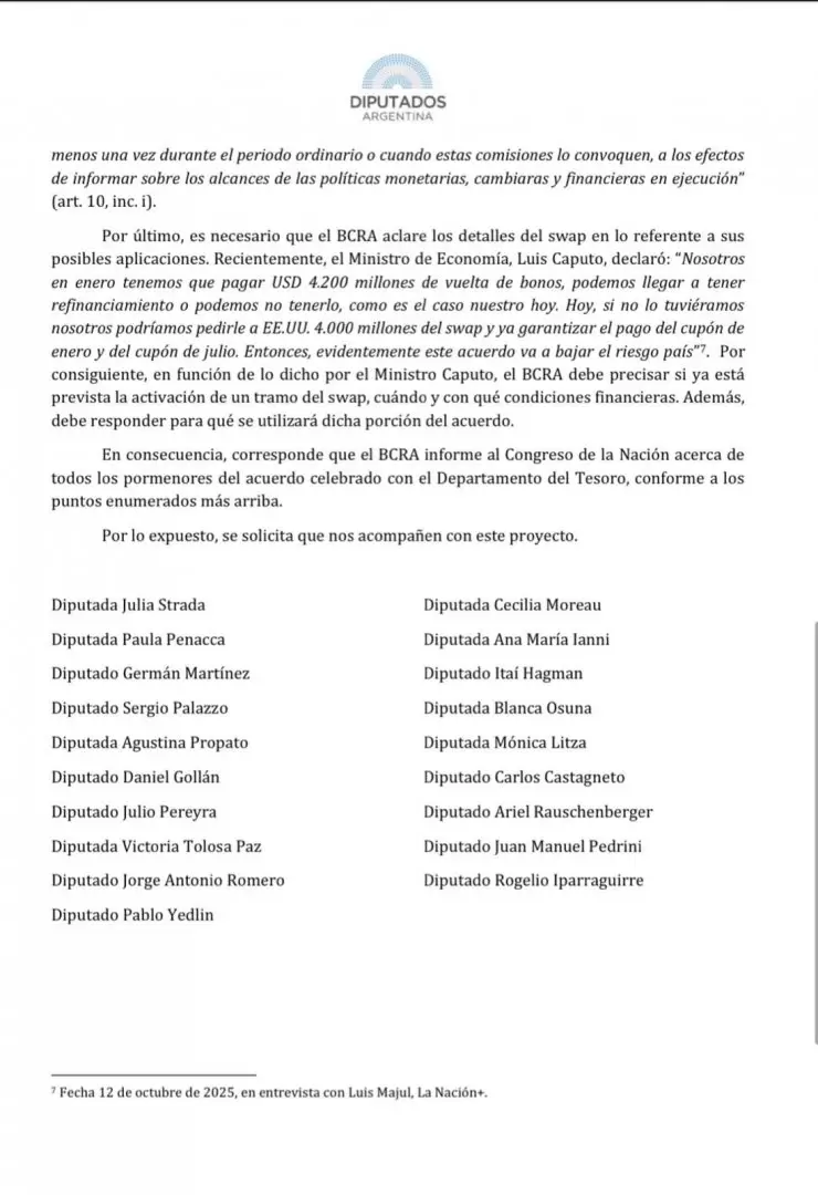 El kirchnerismo exige explicaciones por el swap con EE.UU.