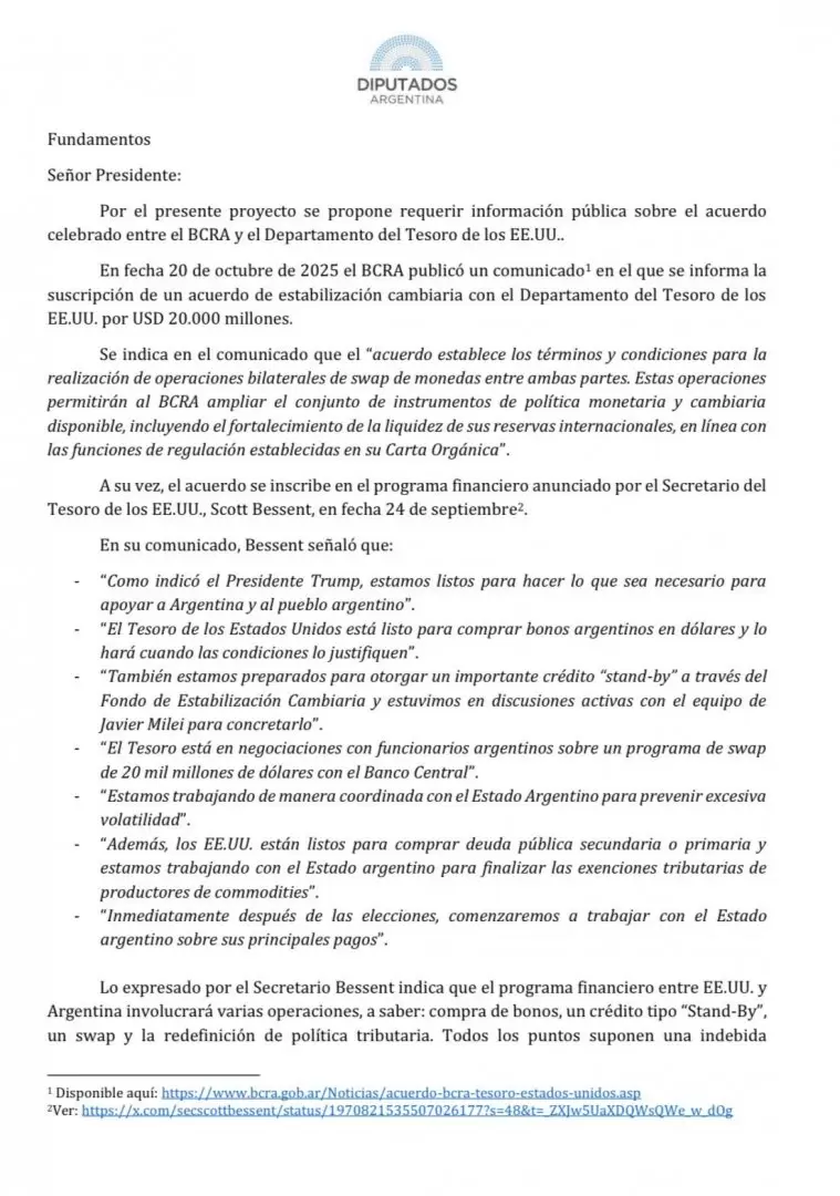 El kirchnerismo exige explicaciones por el swap con EE.UU.