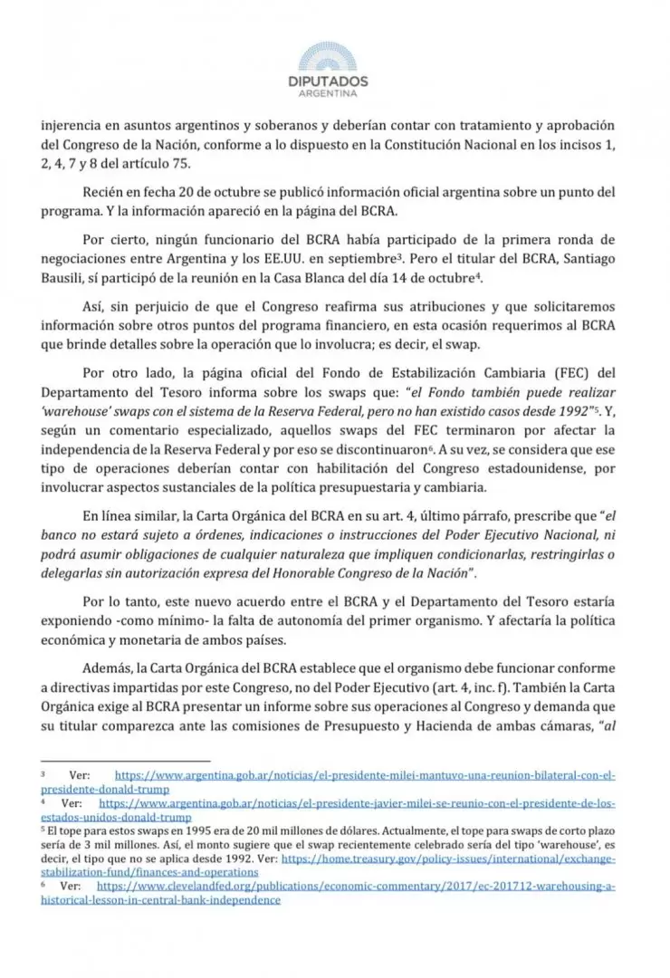 El kirchnerismo exige explicaciones por el swap con EE.UU.