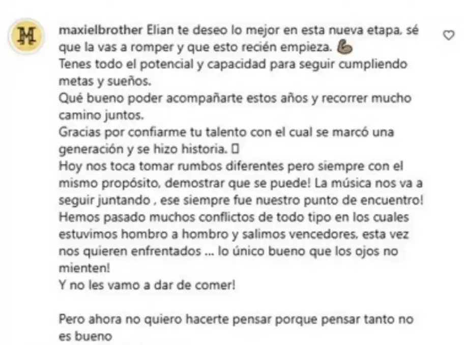El posteo de Maxi El Brother