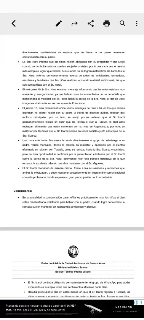 El documento compartido por Ufbal