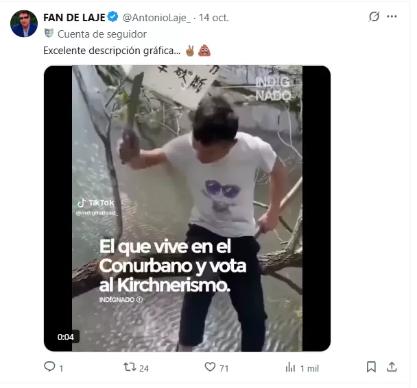 Algunos de los tuits de la cuenta fake de Antonio Laje