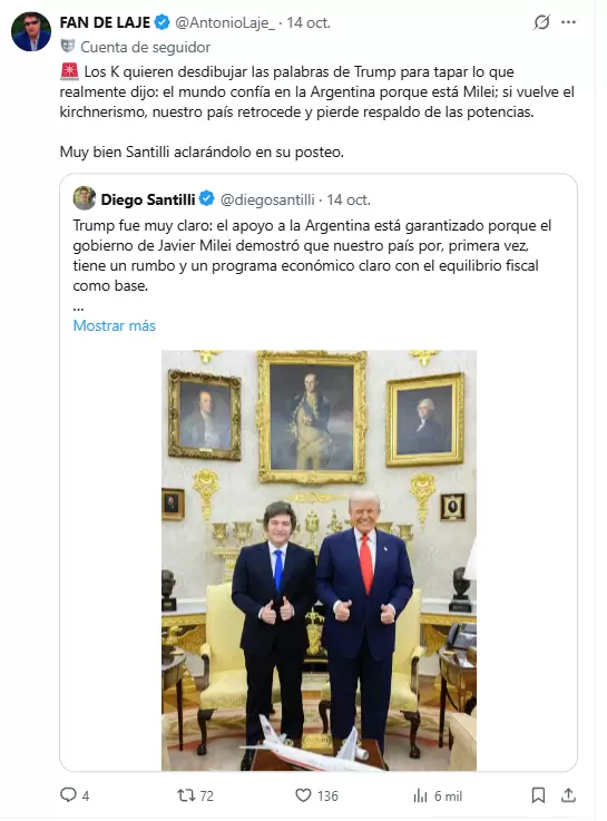 Algunos de los tuits de la cuenta fake de Antonio Laje