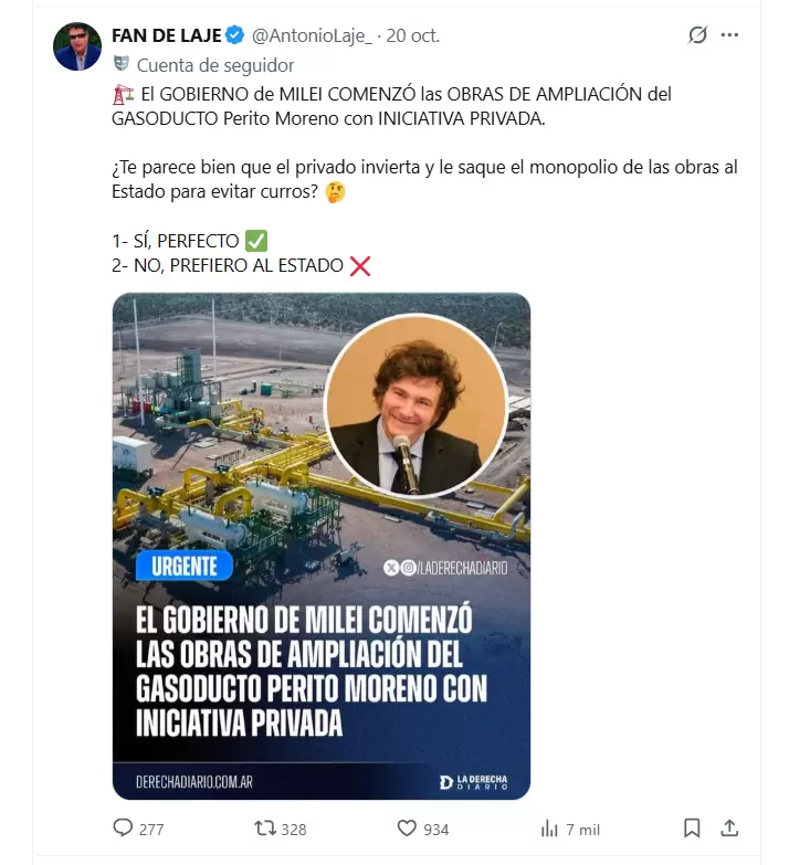 Algunos de los tuits de la cuenta fake de Antonio Laje