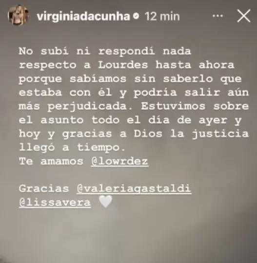 El posteo de su compañera Virginia Da Cunha