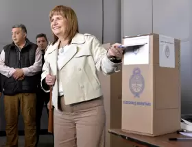 Patricia Bullrich durante las elecciones legislativas de 2025.