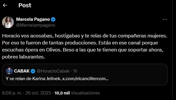 Fuerte cruce entre Marcela Pagano y Horacio Cabak en plenas elecciones legislativas