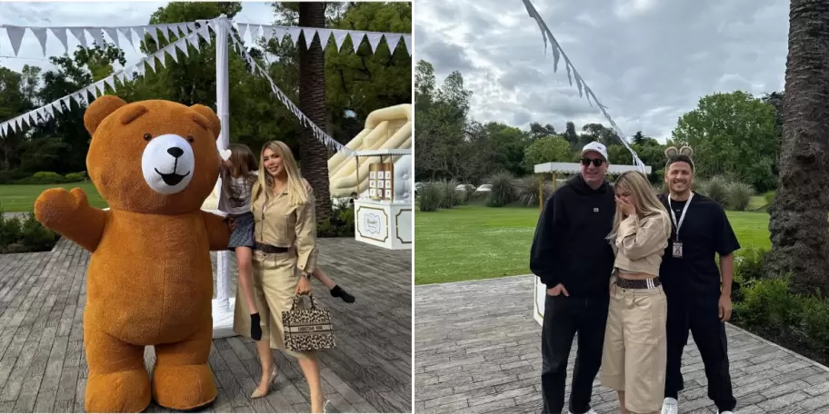 Wanda Nara en el cumpleaños de su hija, acompañada de su ex Maxi López y su actual Martín Migueles