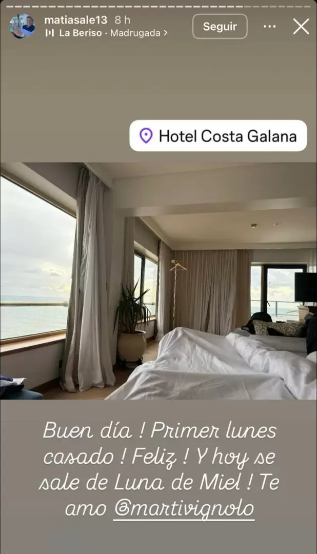 A punto de salir a su luna de miel, así fue el primer lunes de casado de Matías Alé