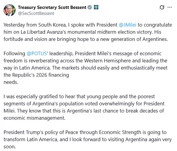 Bessent elogi a Milei