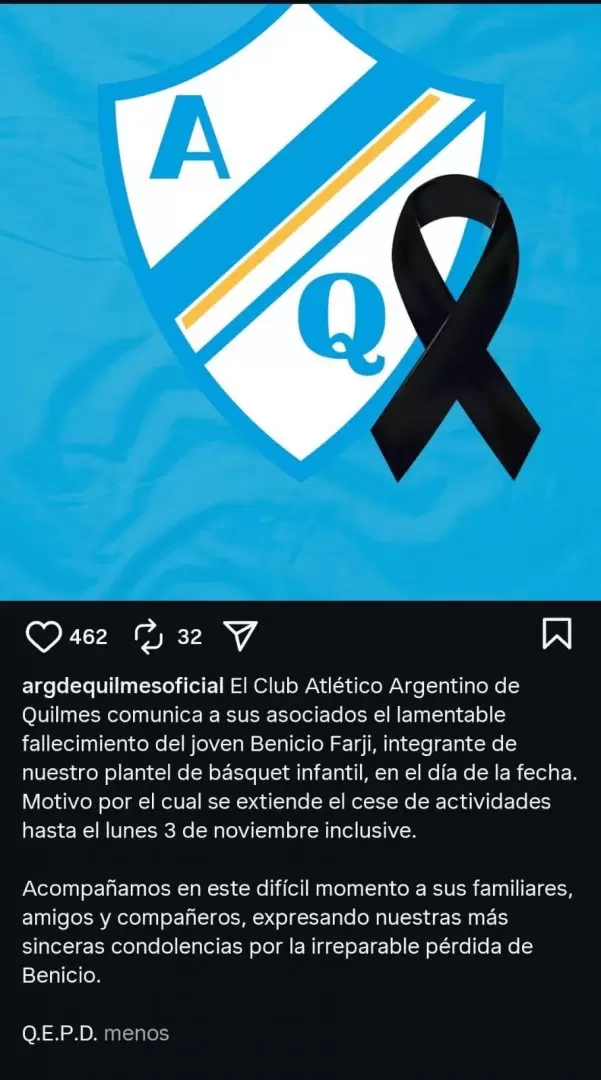 Murió Benicio Farji, el nene de 8 años que había sufrido muerte cerebral luego de que se le cayera un arco encima