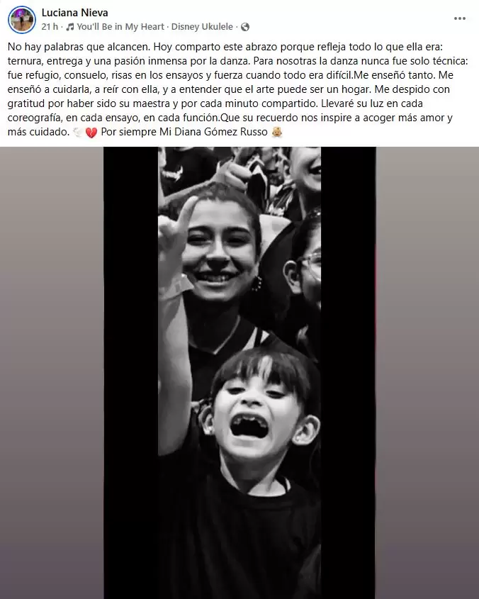 El conmovedor mensaje de una de las maestras de Diana