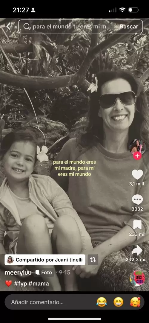 Los mensajes de Juanita Tinelli sobre su pap