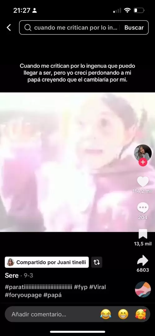 Los mensajes de Juanita Tinelli sobre su pap