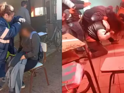 Una madre entr a la Escuela 16 de Junn y golpe a una estudiante con una cadena