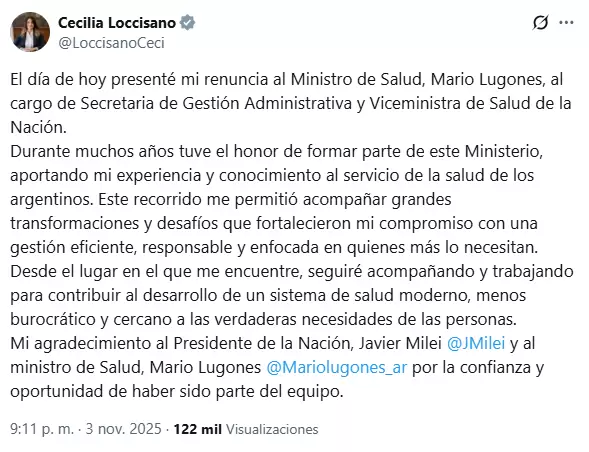 La salida de Cecilia Loccisano, tercera renuncia de peso en apenas una semana