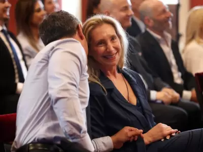 Karina Milei y Mart�n Menem en el acto en Casa Rosada sin legisladores del PRO