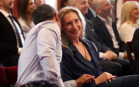 Karina Milei y Mart�n Menem en el acto en Casa Rosada sin legisladores del PRO