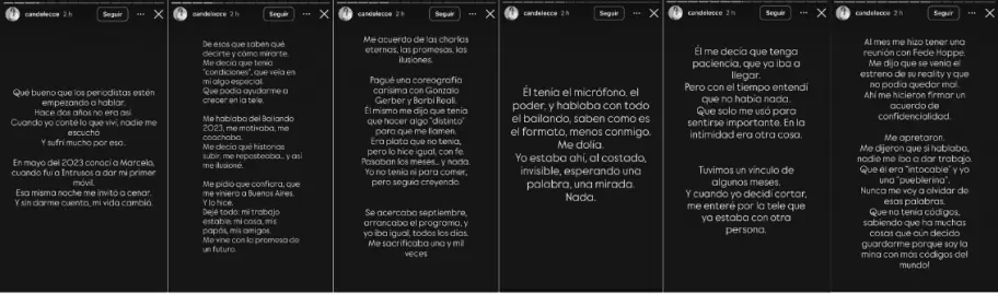 Cande Lecce prendió fuego a Marcelo Tinelli