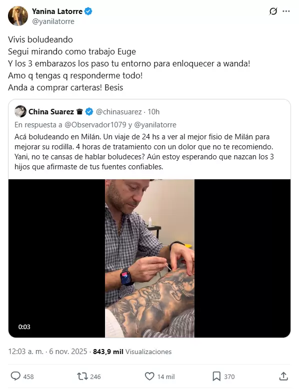 La respuesta de Yanina a La China Surez