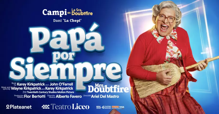 La versión teatral del clásico "Mrs. Doubtfire" llega al Teatro Liceo en enero de 2026