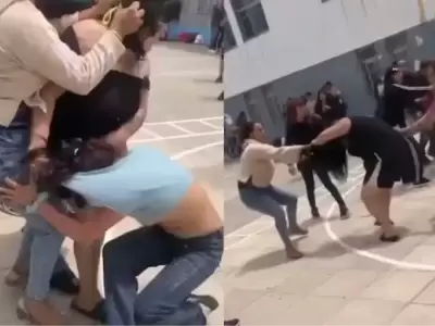 Madres y alumnas a los golpes en el patio de una escuela de Jos C. Paz