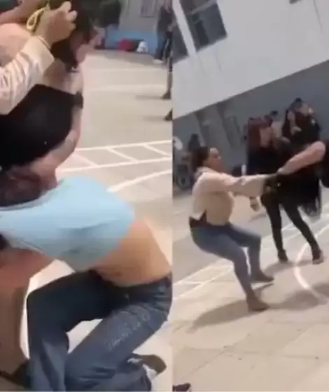 Madres y alumnas a los golpes en el patio de una escuela de Jos C. Paz