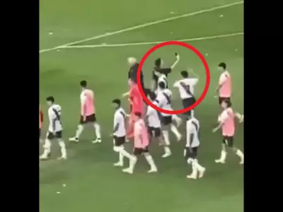 El momento exacto en el que Salas le pega al hincha