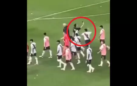 El momento exacto en el que Salas le pega al hincha