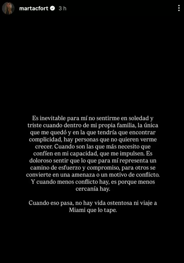 A través de una historia, Marta Fort confesó el drama familiar que la atraviesa