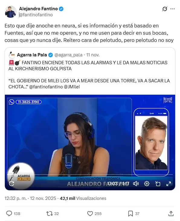 Alejandro Fantino estalló contra Tenembaum